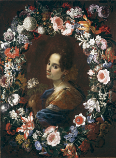 Portrait of a Lady, Surrounded by a Garland of Flowers by Mario Nuzzi