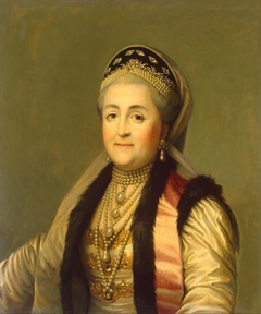 Portrait of Catherine II Wearing a Kokoshnik (Woman's Headdress). Copy by Unknown Artist
