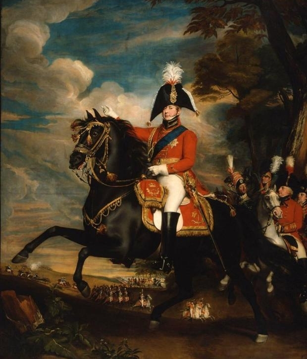 Portrait of H. R. H. the Prince of Wales at a Review, Attended by Lord Heathfield, General Turner, Col. Bloomfield, and Baron Eben; Col. Quinton in the Distance