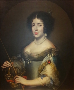 Portrait of Queen Marie Casimire Sobieska with a nipple visible (detail).