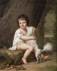 Portrait of the young Henri Bertholet-Campan (1784-1821) with the dog Aline by Adolf Ulrik Wertmüller