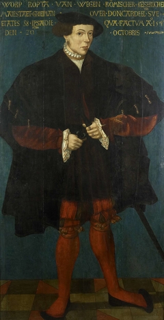 Portrait of Worp van Ropta, Chief Magistrate of East Dongeradeel by Friese School 1542