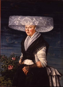 Portret van een vrouw in Fries kostuum by anonymous painter