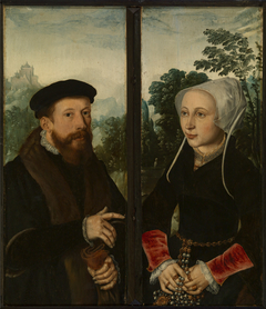 Portret van Jan Jacobsz. van Rosendaal en zijn echtgenote Lydia Amelisdr. van Rijswijk. by Cornelis van der Goude
