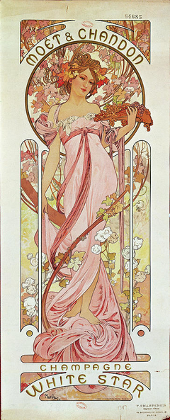 Poster for White Star Champagne by Moet et Chandon by Alphonse Maria Mucha