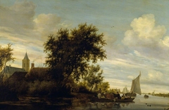 River Scene with a Ferry Boat by Salomon van Ruysdael