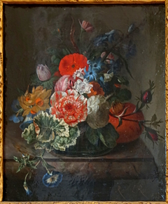 Roses and Tulips on a Marble Slab by Rachel Ruysch
