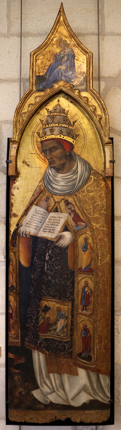 Saint Clément (au-dessus : La Vierge de l'Annonciation) by Giovanni di Paolo