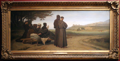Saint Francois d'Assise, transporté mourant à Sainte-Marie-des-Anges, bénit la ville d'Assise by Léon Benouville