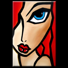 Salsa  - Original Abstract painting Modern pop Art Contemporary large red Portrait FACE by Fidostudio by Tom Fedro