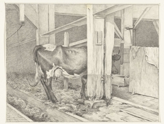 Staande koe in een stal, naar rechts by Jean Bernard