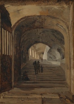 Staircase in the Villa of Maecenas, Tivoli by Jean-Baptiste-Camille Corot