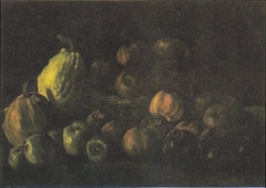 Still Life with a Basket of Apples and Two Pumpkins by Vincent van Gogh