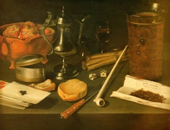 Still life with smoker's requisites by Pieter Claesz