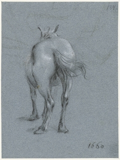 Studie van een paard met zwaaiende staart, van achteren by Moses ter Borch