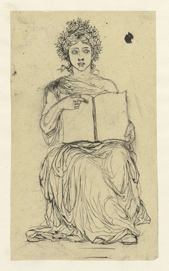 Studie voor een allegorie op de Republiek: vrouw met boek op haar schoot by Rodolphe Bresdin