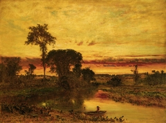 Sunset Landscape, Medfield by George Inness