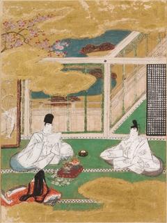The Plum Tree Branch (Umegae), Illustration to Chapter 32 of the Tale of Genji (Genji monogatari) by Tosa Mitsunobu