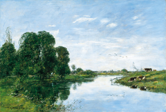 The River Touques at Saint-Arnoult by Eugène Boudin