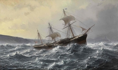 Trois mâts anglais dans la tempête by Jean-Baptiste Henri Durand-Brager