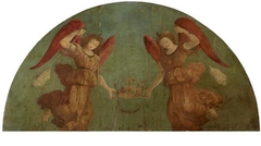 Two Censing Angels Holding a Crown