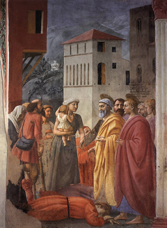 The Distribution of Alms and Death of Ananias by Masaccio