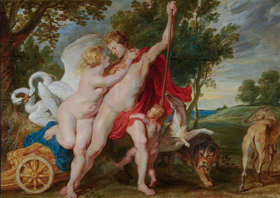Venus trying to prevent Adonis from going hunting