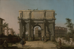 View of the Arch of Constantine with the Colosseum by Canaletto