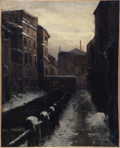 Vue de la Bièvre, ruelle des Gobelins (effet de neige) by Germain Eugène Bonneton