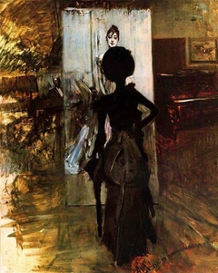 Woman in Black who Watches the Pastel of Signora Emiliana Concha de Ossa by Giovanni Boldini