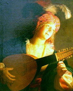 Woman with Lute by Gerard van Honthorst