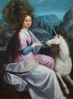 Lady with a Unicorn, by Luca Longhi, 1535-1540, possibly a portrait of Giulia Farnese by Luca Longhi