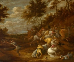 A Cavalry Skirmish by attributed to Lambert de Hondt the elder