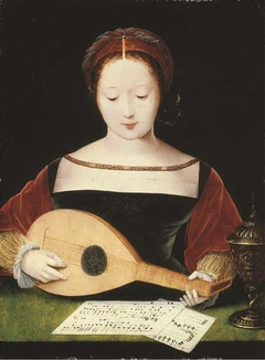 A Girl Playing the Lute by Master of the Female Half-Lengths