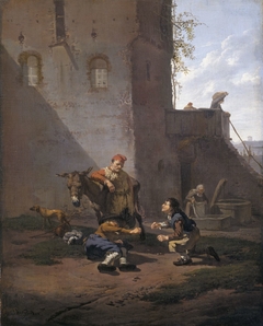 A Muleteer and two Men playing the Game of Morra by Karel Dujardin