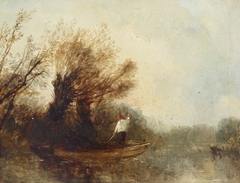 A Punt on the River by style of Edmund Bristow