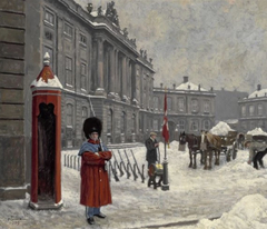 A Royal Life Guard on Duty Outside the Royal Palace Amalienborg, Copenhagen by Paul Gustav Fischer