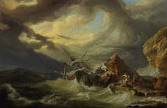 A shipwreck off a rocky coast by Philip James de Loutherbourg
