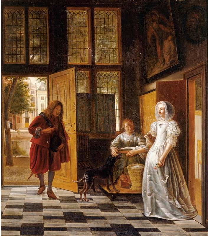 A Woman Receiving a Man in the Doorway
