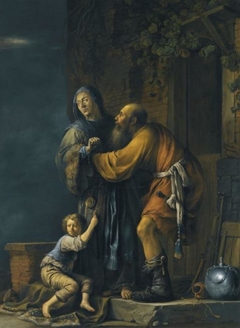 Abraham pleading in vain on behalf of Hagar to Sarah (Genesi 21:9-11) by Willem Bartsius
