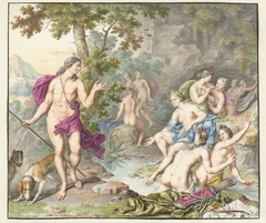 Actaeon verrast Diana en haar gezellinnen by Willem van Mieris