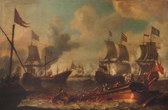 Action between English ships and Barbary pirates by Netherlandish School