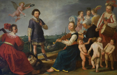 Allegorische voorstelling met Prins Frederik Hendrik na de inname van 's-Hertogenbosch by Jacob Gerritsz Cuyp