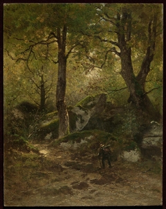 Artist in the Gorge aux Loups, Forest of Fontainebleau by Eugène Cicéri