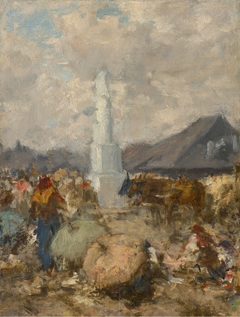 At the Market near the Holy Trinity Column in Szolnok by August von Pettenkofen