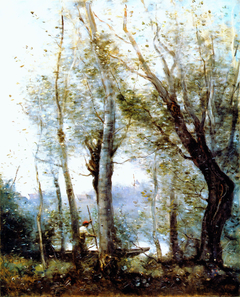 Boatman from Behind the Trees On the Shore