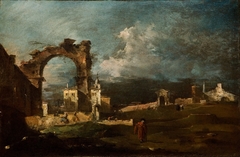 Caprice with Ruins of an Arch and a Villa in the Background, Fantasy View