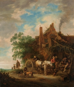 Country inn with horse and wagon