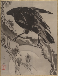 Crow and the Moon by Kawanabe Kyōsai