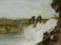 Der Rheinfall bei Schaffhausen mit Kurfürst Karl Theodor von der Pfalz und Gefolge by Philipp Hieronymus Brinckmann